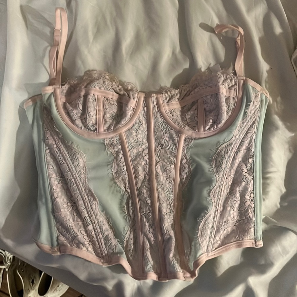 Urban Outfitters modern love corset blue and pink small